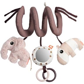 Done by Deer Happy Clouds Sand Activity Spiral - Soft and Engaging Baby Toy with Crinkle Sound, Mirror, and Tactile Elements - Perfect for Cots, Car Seats, Strollers, and Prams