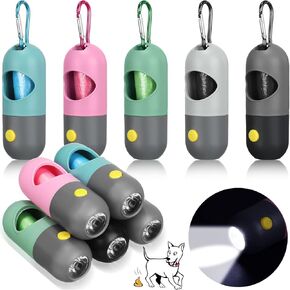 FairySandy 10 Pack Dog Poop Waste Bag Holder Dispenser with Led Flashlight and 10 Rolls Dog Bags for Poop, Dog Waste Bag Holder with Clip for Leash for Dog Walking, Travel, Camping in Kuwait