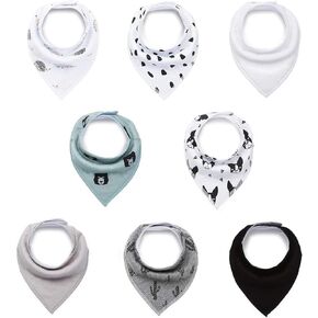 LNGLAT 8-حزمة من مرايل الأطفال حديثي الولادة باندانا للأولاد والبنات مع أزرار كبس قابلة للتعديل، قطن عضوي ناعم وماص، مرايل للأطفال الصغار من الجنسين للتسنين واللعاب in Kuwait