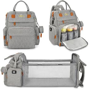 Giggle and Grow Warm-Me-Up Grey Diaper Bag with Temperature Regulated Side Pockets and Collapsible Netted Changing Station in Saudi Arabia