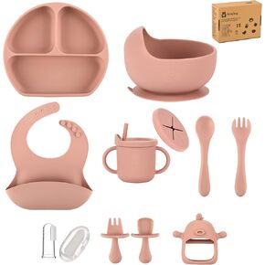 SnugBug Baby Led Weaning Supplies: Silicone Baby Spoons | Sippy Cup | Suction Plates | Baby Bowl | Baby Bib | Teething Toy in Saudi Arabia