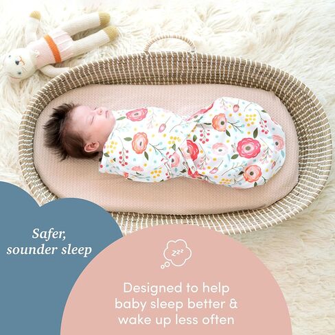 SleepingBaby Zippy Swaddle - بطانية قماط أطفال قطن 100% - كيس نوم بسحاب سفلي مريح - الخشخاش الوردي - صغير/متوسط in Kuwait