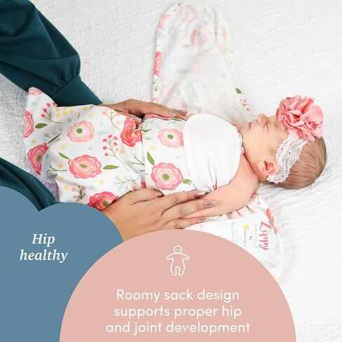 SleepingBaby Zippy Swaddle - بطانية قماط أطفال قطن 100% - كيس نوم بسحاب سفلي مريح - الخشخاش الوردي - صغير/متوسط in Kuwait