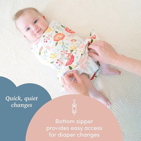 SleepingBaby Zippy Swaddle - بطانية قماط أطفال قطن 100% - كيس نوم بسحاب سفلي مريح - الخشخاش الوردي - صغير/متوسط in Kuwait