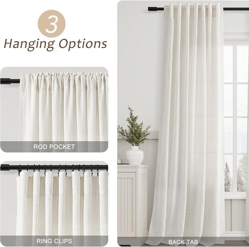 Aersas Linen Blend Taupe Curtains 2 Panels Set Back Tab Semi Sheer Light Brown Curtains for Living Room Bedroom Rustic Retro Farmhouse Decor Canvas Burlap Textured Flax Tan Curtains 84 inches Long in Kuwait