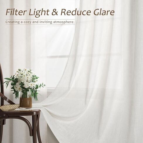 Aersas Linen Blend Taupe Curtains 2 Panels Set Back Tab Semi Sheer Light Brown Curtains for Living Room Bedroom Rustic Retro Farmhouse Decor Canvas Burlap Textured Flax Tan Curtains 84 inches Long in Kuwait