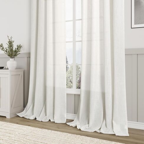 Aersas Linen Blend Taupe Curtains 2 Panels Set Back Tab Semi Sheer Light Brown Curtains for Living Room Bedroom Rustic Retro Farmhouse Decor Canvas Burlap Textured Flax Tan Curtains 84 inches Long in Kuwait