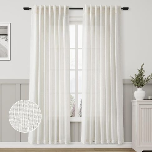 Aersas Linen Blend Taupe Curtains 2 Panels Set Back Tab Semi Sheer Light Brown Curtains for Living Room Bedroom Rustic Retro Farmhouse Decor Canvas Burlap Textured Flax Tan Curtains 84 inches Long in Kuwait