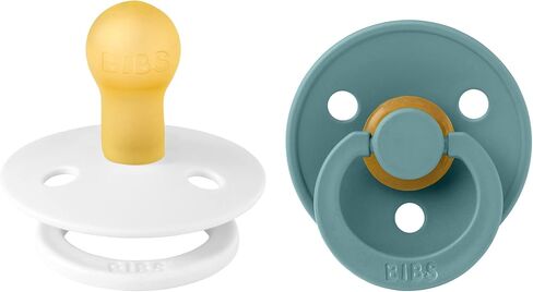 BIBS Color Dummies 2 Pack BPA Free Cherry Shape الحلمة المطاط الطبيعي اللاتكس المحرز في الدنمارك 0-6 أشهر (2 حزمة) أبيض / بحر الجزيرة in Kuwait