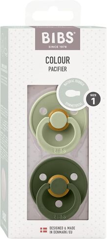 BIBS Pacifiers 0-6 Months | 2-Pack Soothers | BPA-Free Symmetrical Nipple | Made in Denmark | Sage/Hunter Green Colour Pacifier in Saudi Arabia