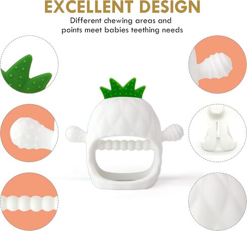لا تسقط ألعاب التسنين للأطفال أبدًا - قفازات التسنين القابلة للارتداء - ألعاب مضغ للأطفال لتلبية احتياجات المص (ألعاب الأناناس باللون الأصفر) in Kuwait