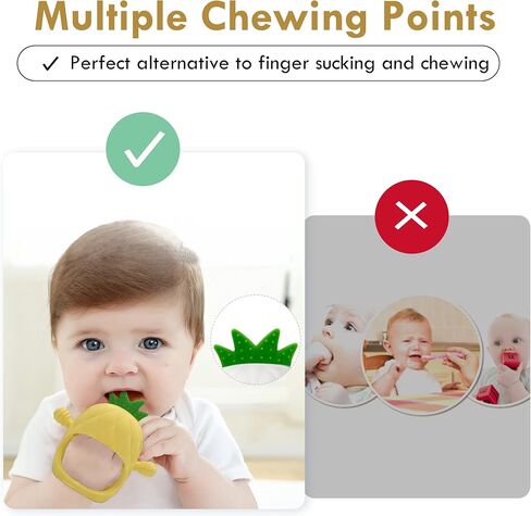 لا تسقط ألعاب التسنين للأطفال أبدًا - قفازات التسنين القابلة للارتداء - ألعاب مضغ للأطفال لتلبية احتياجات المص (ألعاب الأناناس باللون الأصفر) in Kuwait