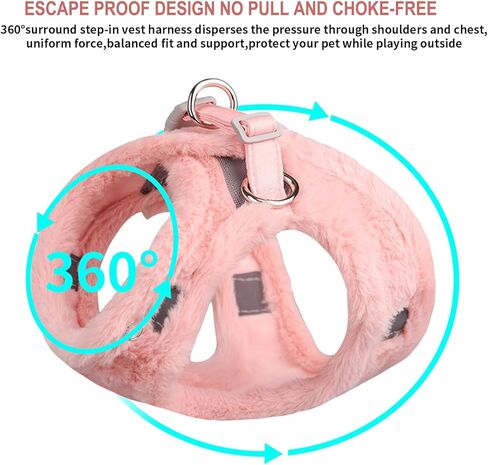 AIITLE Step in Dog Harness and Leash Set - Warm and Cozy Dog Vest Harness with Velcro Design, Reflective No-Pull Plush Pet Harness for Outdoor Walking, Training for Small Dogs, Cats White XXS in Kuwait