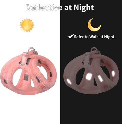 AIITLE Step in Dog Harness and Leash Set - Warm and Cozy Dog Vest Harness with Velcro Design, Reflective No-Pull Plush Pet Harness for Outdoor Walking, Training for Small Dogs, Cats White XXS in Kuwait