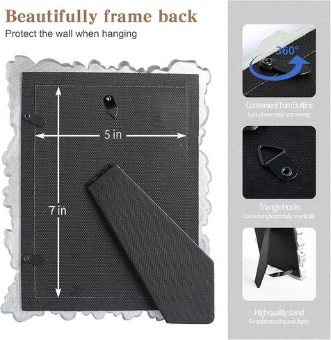 اطارات صور فضية مقاس 5×7 من موملكداي، اطار صور عتيق بلون ذهبي وردي على شكل ورقة شجر مع زجاج امامي عتيق للتعليق على الحائط على الطاولة (ورقة فضية - 5×7) in Kuwait