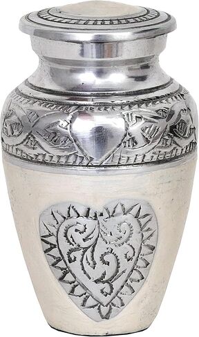 HLC URNS Lovely Keepsake Urn – Silver Heart Small Keepsake Qnty 1 - Keepsake Urn for Human Ashes with 1 Velvet Box Bag-Mini Keepsake Urn - Affordable Keepsake Urn (3 cu.in) in Saudi Arabia