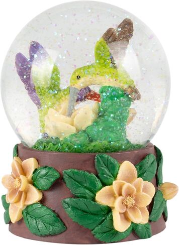 Elanze Designs Flitting Hummingbirds and Magnolia Flowers Tabletop Figurine 100MM Sturdy Wind Up Musical Glitter Water Snow Globe Plays Song Waltz of The Flowers in Saudi Arabia