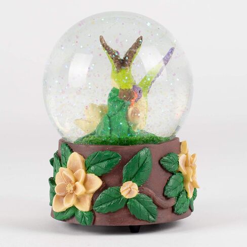 Elanze Designs Flitting Hummingbirds and Magnolia Flowers Tabletop Figurine 100MM Sturdy Wind Up Musical Glitter Water Snow Globe Plays Song Waltz of The Flowers in Saudi Arabia