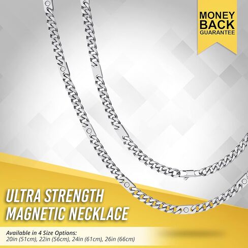 قلادة مغناطيسية MagnetRX® للرجال - قلادات مغناطيسية فعالة للرجال - قلادة سلسلة فضية من الفولاذ المقاوم للصدأ مع مغناطيس in Kuwait