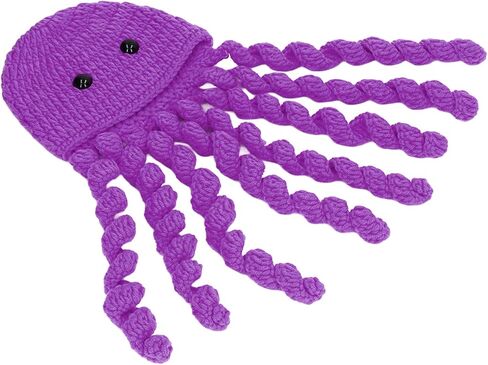 Newborn Squid Hat, Fun Octopus Animal Knitted Hat for Photo Prop Daily Wear(Purple), Purple, 22 * 13 * 3cm in Saudi Arabia