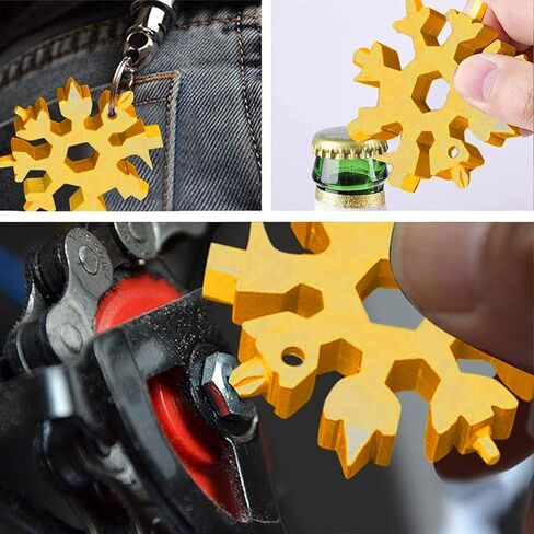 أداة متعددة 18 في 1 من ZPOKA Snowflake، فتاحة زجاجات ندفة الثلج من الفولاذ المقاوم للصدأ / طقم مفك فيليبس مسطح / مفتاح ربط، متين وقابل للحمل (4 عبوات) in Kuwait