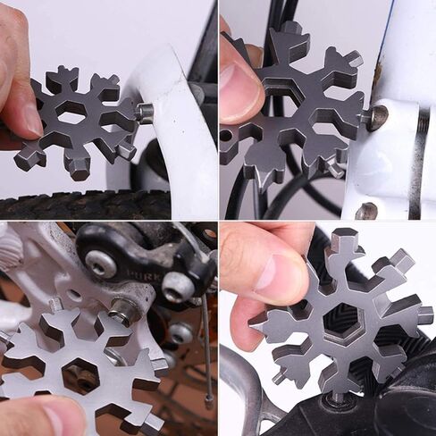 أداة متعددة 18 في 1 من ZPOKA Snowflake، فتاحة زجاجات ندفة الثلج من الفولاذ المقاوم للصدأ / طقم مفك فيليبس مسطح / مفتاح ربط، متين وقابل للحمل (4 عبوات) in Kuwait