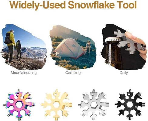 أداة متعددة 18 في 1 من ZPOKA Snowflake، فتاحة زجاجات ندفة الثلج من الفولاذ المقاوم للصدأ / طقم مفك فيليبس مسطح / مفتاح ربط، متين وقابل للحمل (4 عبوات) in Kuwait