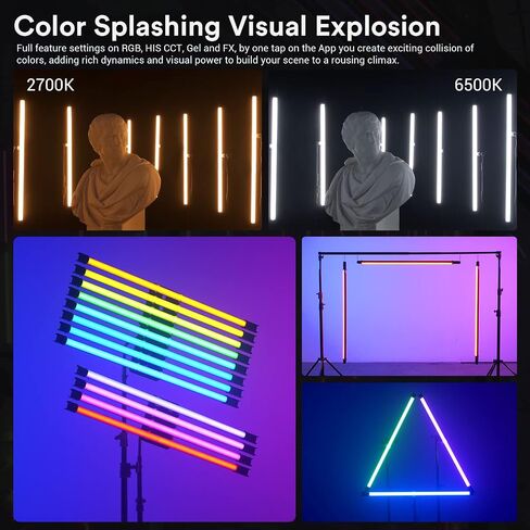 مصباح أنبوبي Godox TL120 RGB، 2700K-6500K قابل لإعادة الشحن، عصا إضاءة فيديو LED ملونة كاملة قابلة لإعادة الشحن، CRI 96، TLCI 98 مع بطارية مدمجة 5200 مللي أمبير في الساعة وتحكم APP DMX in Saudi Arabia
