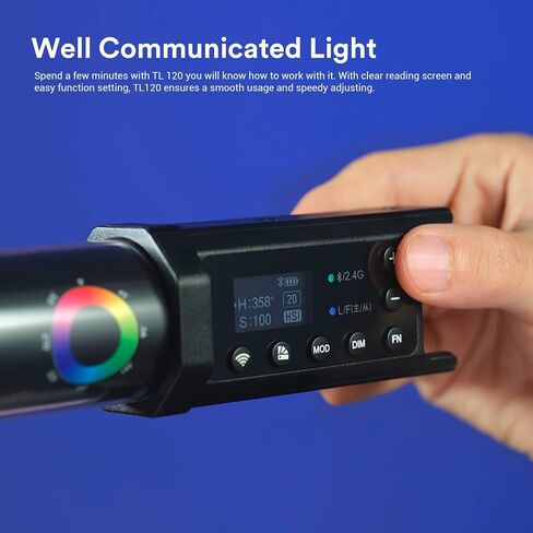مصباح أنبوبي Godox TL120 RGB، 2700K-6500K قابل لإعادة الشحن، عصا إضاءة فيديو LED ملونة كاملة قابلة لإعادة الشحن، CRI 96، TLCI 98 مع بطارية مدمجة 5200 مللي أمبير في الساعة وتحكم APP DMX in Saudi Arabia