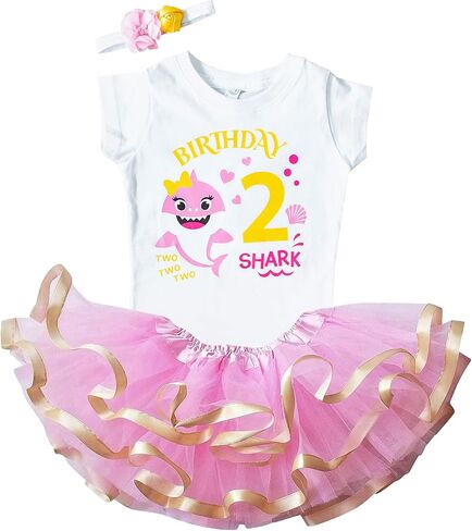 Luke and Lulu 2nd Birthday Outfit Girl - Tutu for Toddlers Girls - Many Themes - Baby Shark, Two Sweet, Two Wild, Two Rex in Saudi Arabia