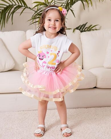 Luke and Lulu 2nd Birthday Outfit Girl - Tutu for Toddlers Girls - Many Themes - Baby Shark, Two Sweet, Two Wild, Two Rex in Saudi Arabia