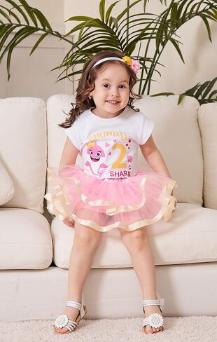 Luke and Lulu 2nd Birthday Outfit Girl - Tutu for Toddlers Girls - Many Themes - Baby Shark, Two Sweet, Two Wild, Two Rex in Saudi Arabia