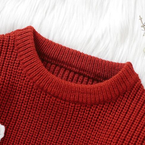 Toddler Baby Girl Valentines Day Outfit Love Heart Embroidery Knit Sweater Long Sleeve Shirts Valentines Day Gifts in Kuwait