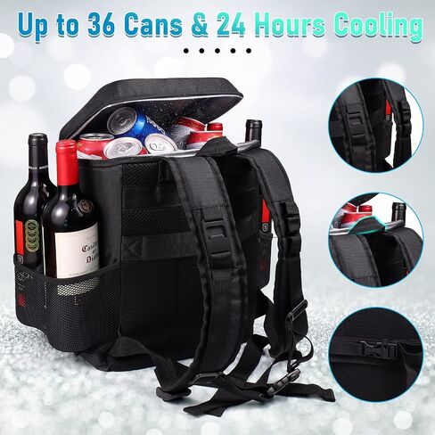 مبردات حقيبة الظهر معزولة ومضادة للتسرب مع أنابيب الثلج، حقيبة ظهر تبريد تادوموي 36 علبة معزولة مقاومة للماء وباردة لمدة تصل إلى 24 ساعة، حقيبة ظهر خفيفة الوزن للغداء للنزهات والتخييم والمشي لمسافات طويلة والشاطئ والمنتزه in Kuwait