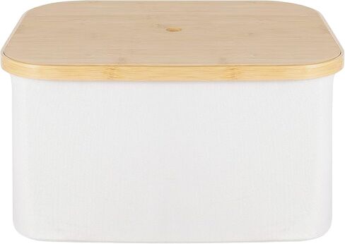 صندوق تخزين من أنميني مع غطاء من الخيزران قابل للإزالة ومقابض من القماش وصندوق سلة وغطاء قابل للتكديس وخزانة ورف مكعب وقابل للطي ومنظم للملابس والألعاب وحاوية غسيل - بيج، كبير in Kuwait