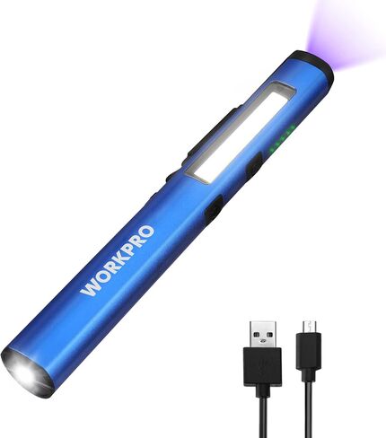 مصباح يدوي من WORKPRO، مصباح يدوي قابل لإعادة الشحن مع ضوء أسود بالأشعة فوق البنفسجية 365 نانومتر، مصباح جيب صغير LED 450 لومن، هدايا رائعة in Kuwait