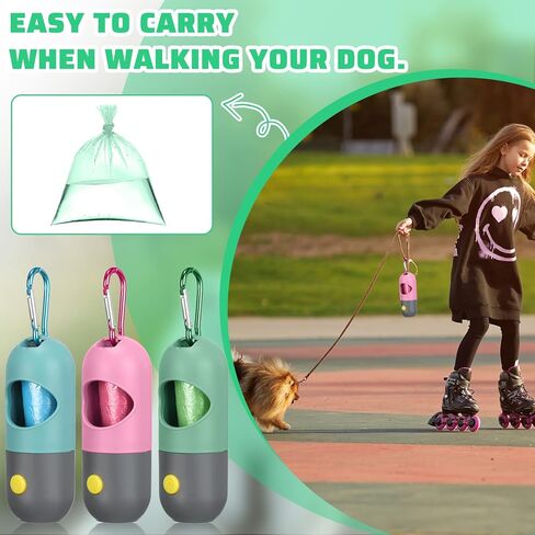 10 Pcs Dog Poop Waste Bag Dispenser with Built in LED Flashlight and 10 Rolls Dog Bags for Poop with Clip Pet Waste Bag Holder for Leash with Clip for Dog Walking, Travel, Camping in Saudi Arabia