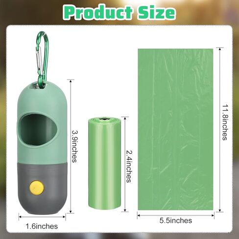 10 Pcs Dog Poop Waste Bag Dispenser with Built in LED Flashlight and 10 Rolls Dog Bags for Poop with Clip Pet Waste Bag Holder for Leash with Clip for Dog Walking, Travel, Camping in Saudi Arabia