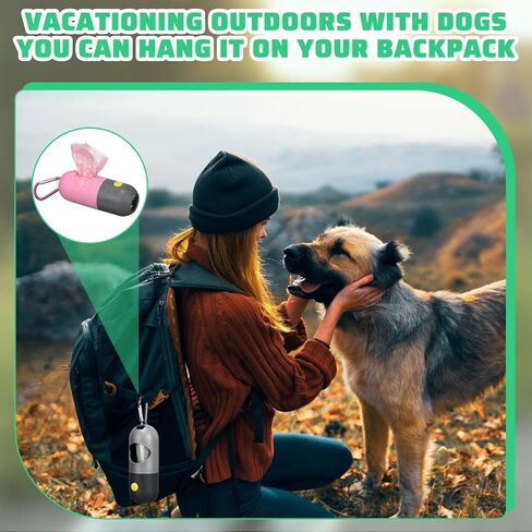 10 Pcs Dog Poop Waste Bag Dispenser with Built in LED Flashlight and 10 Rolls Dog Bags for Poop with Clip Pet Waste Bag Holder for Leash with Clip for Dog Walking, Travel, Camping in Saudi Arabia