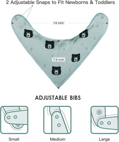 LNGLAT 8-حزمة من مرايل الأطفال حديثي الولادة باندانا للأولاد والبنات مع أزرار كبس قابلة للتعديل، قطن عضوي ناعم وماص، مرايل للأطفال الصغار من الجنسين للتسنين واللعاب in Kuwait