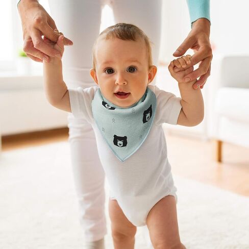 LNGLAT 8-حزمة من مرايل الأطفال حديثي الولادة باندانا للأولاد والبنات مع أزرار كبس قابلة للتعديل، قطن عضوي ناعم وماص، مرايل للأطفال الصغار من الجنسين للتسنين واللعاب in Kuwait