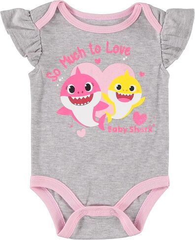 Baby Shark Baby Girls One Piece Bodysuit Jogging Pants and Matching Headband 3 Piece Set in Saudi Arabia