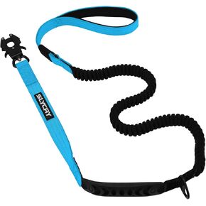 No Pull Tactical Dog Leashes for Medium Large Dogs Heavy Duty with Aluminum Frog Clip， Reflective Bungee Dog Leash with Soft Paded Handle，ArmyGreen 4-6FT Long&Strong Dog Leash with Car Seat Belt