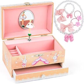 Girl's Ballerina Musical Jewelry Box - Kid's Storage Box with The Waltz of the Flowers Music with Pullout Drawer, Ballet and Forest Bunny Jewelry Box in Kuwait