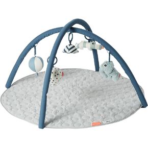 Done by Deer Deer Friends Blue Activity Play Mat with Hanging Toys - Soft, Durable, & Easy to Clean - Stimulates Senses - Improves Motor Skills & Cognitive Development