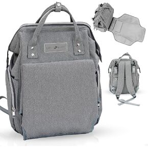 حقيبة حفاضات AWH Dept مع وسادة تغيير - حقيبة ظهر كبيرة لحفاضات السفر لجميع مستلزمات الأطفال والحفاضات - حقيبة ظهر مقاومة للماء مع وسادة تغيير محمولة (رمادي) in Kuwait
