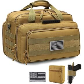 DBTAC Gun Case Bag Deluxe Middle Size | Tactical 2~4 Pistol Bag Firearm Shooting Case with Lockable Zipper for Shooting Range Outdoor Hunting | US Flag Patch + MOLLE Pouch + Universal Holster Included in Kuwait
