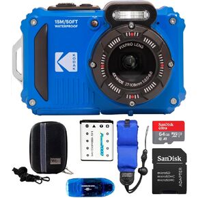 KODAK PIXPRO WPZ2 Waterproof Digital Camera Bundle, Includes: SanDisk 64GB MicroSD Memory Card, Spare Battery and More (6 Items) (Yellow) in Saudi Arabia