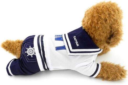 بدلة قبطان بحري للأولاد من SELMAI بدلة سيمان ملابس للكلاب الصغيرة والقطط والجرو تي شيرت مع سراويل ملابس تشيهواهوا S in Kuwait