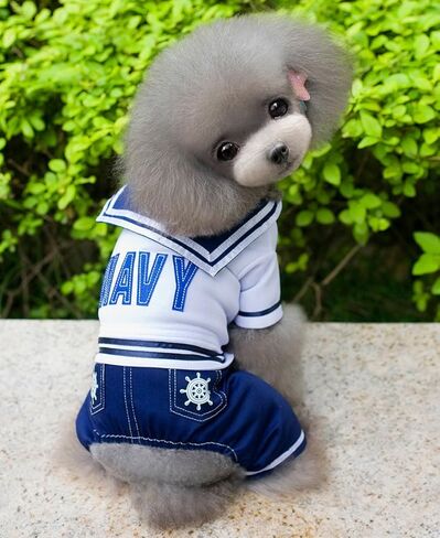 بدلة قبطان بحري للأولاد من SELMAI بدلة سيمان ملابس للكلاب الصغيرة والقطط والجرو تي شيرت مع سراويل ملابس تشيهواهوا S in Kuwait